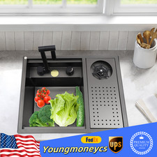 Drop In Sink Single Bowl Stainless Steel Top Mount Kitchen Bar Sink w/Faucet