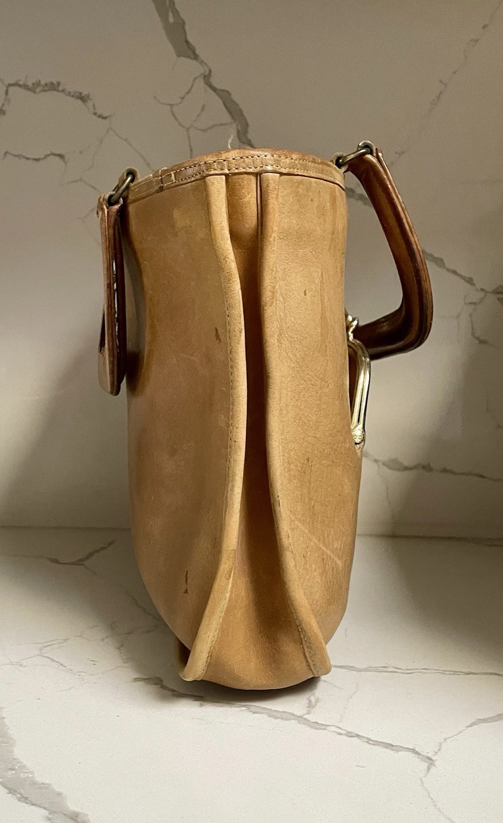 Borsa Coach Bonnie Cashin vintage anni 70 anguria pelle marrone con chiusura firmata