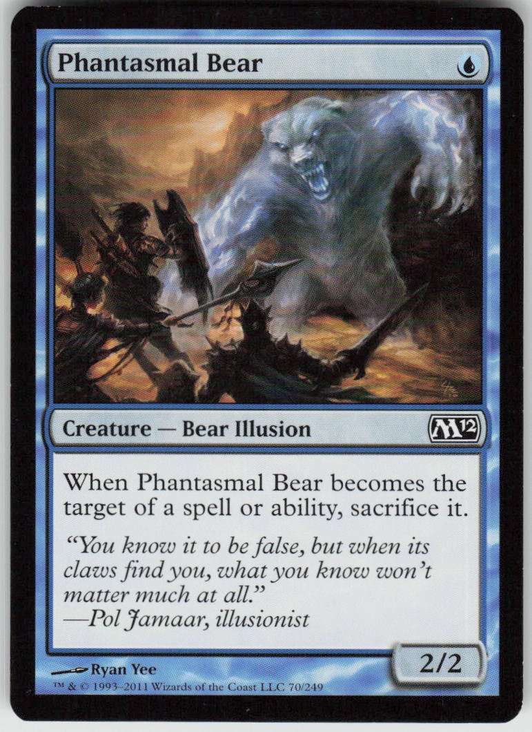 Phantasmal Bear 70 Common Magic 2012 (M12) Magic: The Gathering Lightly Played