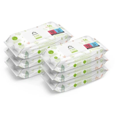 by Amazon Fresh Baby Wipes, 336 Wipes, 6 Pack of 56 (Previously a Mama Bear