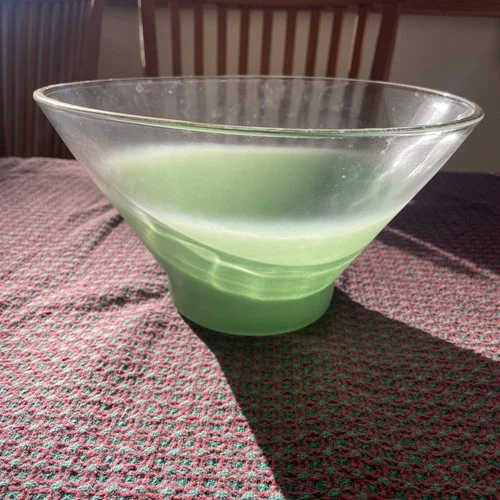 Blendo Vintage Orange Chip Bowl Gold Rim Large Glass Bowl 10.5 in. Diameter Mcm