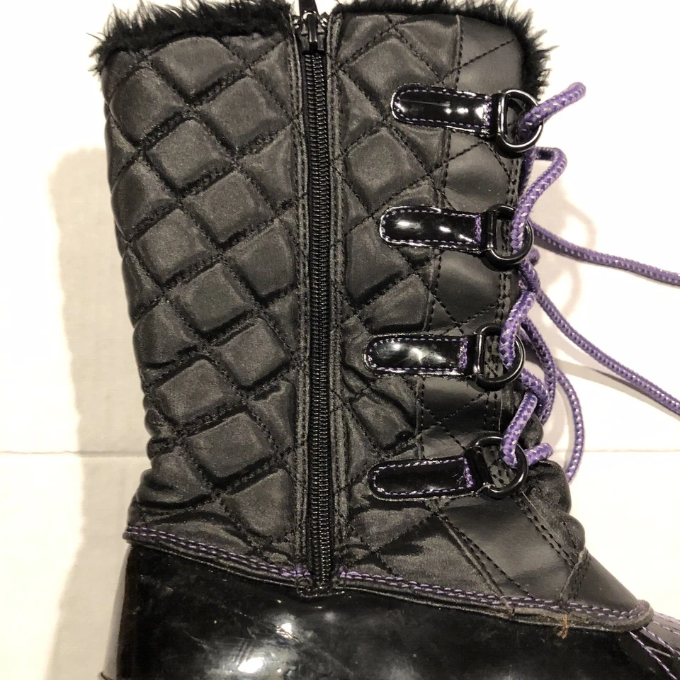 Niñas DISNEY DESCENDANTS Invierno Botas de Nieve Negro Púrpura Con Cordones Talla 5 Foto 2 de 4