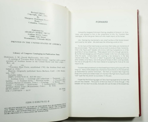 A Catalog of Travelers Rest Arabian Horses 1988 Dickinson Lineages Pedigrees HC - Picture 4 of 8