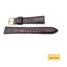 SEIKO Watch Band 17mm DX46 Italian Cowhide Leather Crocodile Embossed Dark Men's
