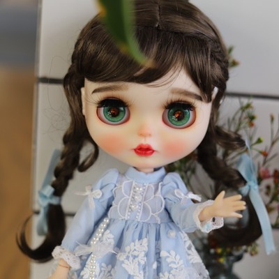 Custom Blythe Doll D Face Full Doll, Sleepy Eyes Mod, Hand-Painted