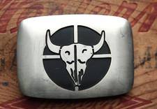 Vintage Hand Made Bull Buffalo Skull Western Belt Buckle
