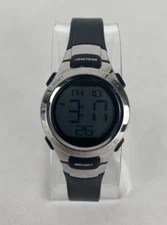 Armitron Pro Sport Digital Day/Date Silver Tone Watch w/Black Band & Battery