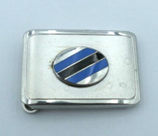 Vintage Silver-Tone Brass Blue  Black Enamel Belt Buckle 1-3/4" x 1-1/8"