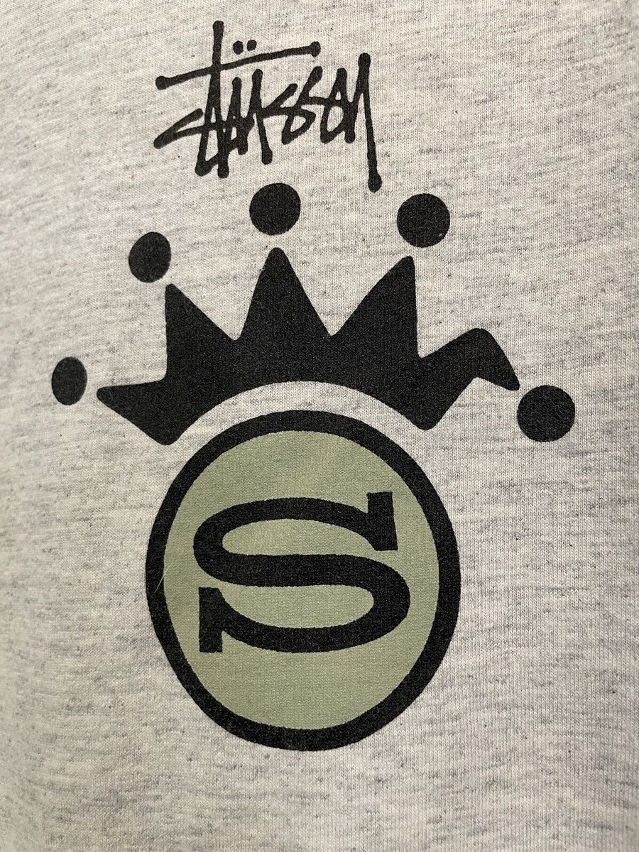 Vintage Stussy 80's GREY Single Stitch T-Shirt Front Back