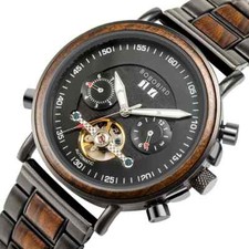Männer Holz Edelstahl Automatikuhr Herrenuhr Luxusuhr mechanisch maskulin Neu