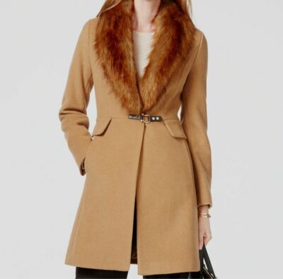 Manteau Femme Noir Wallis Avec Bordure En Fausse Fourrure - Taille M, Neuf Avec étiquettes