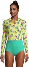 Lands End Womens Zip Front Long Sleeve Tugless One Piece Size 2 Tall 65 8B313
