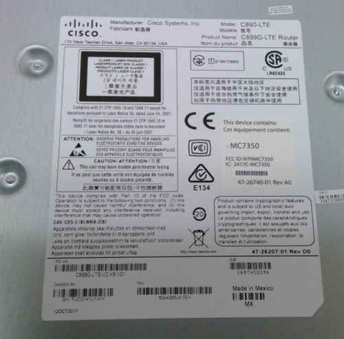 Cisco C899G-LTE-VZ-K9 Wireless Integrated Services Router C899G 800-43855-01 - Photo 4/4
