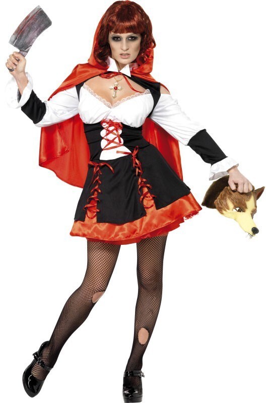 Ladies Gothic Red Riding Hood Costume Halloween Dress Cape Fancy Dress Outfit