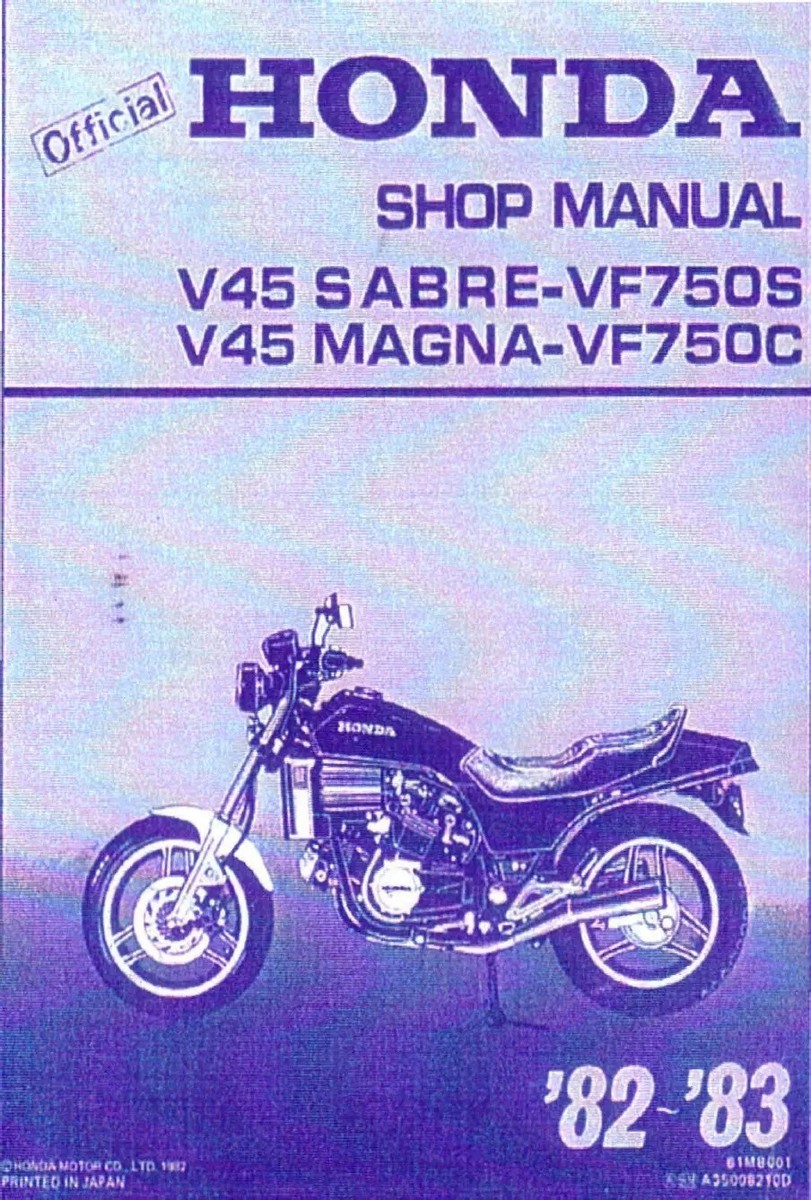 OEM Service Repair Manual 82-83 Honda Sabre, Magna V45 vf750