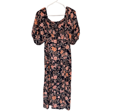 pintucked puff sleeve midi dress in floral Women's Floral Puff Sleeve Pintuck Midi Dress, Mint
