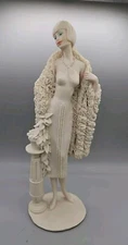 14" Flapper Girl Sculpture Signed Christian Venice Italy 1991 Roaring 20s EUC
