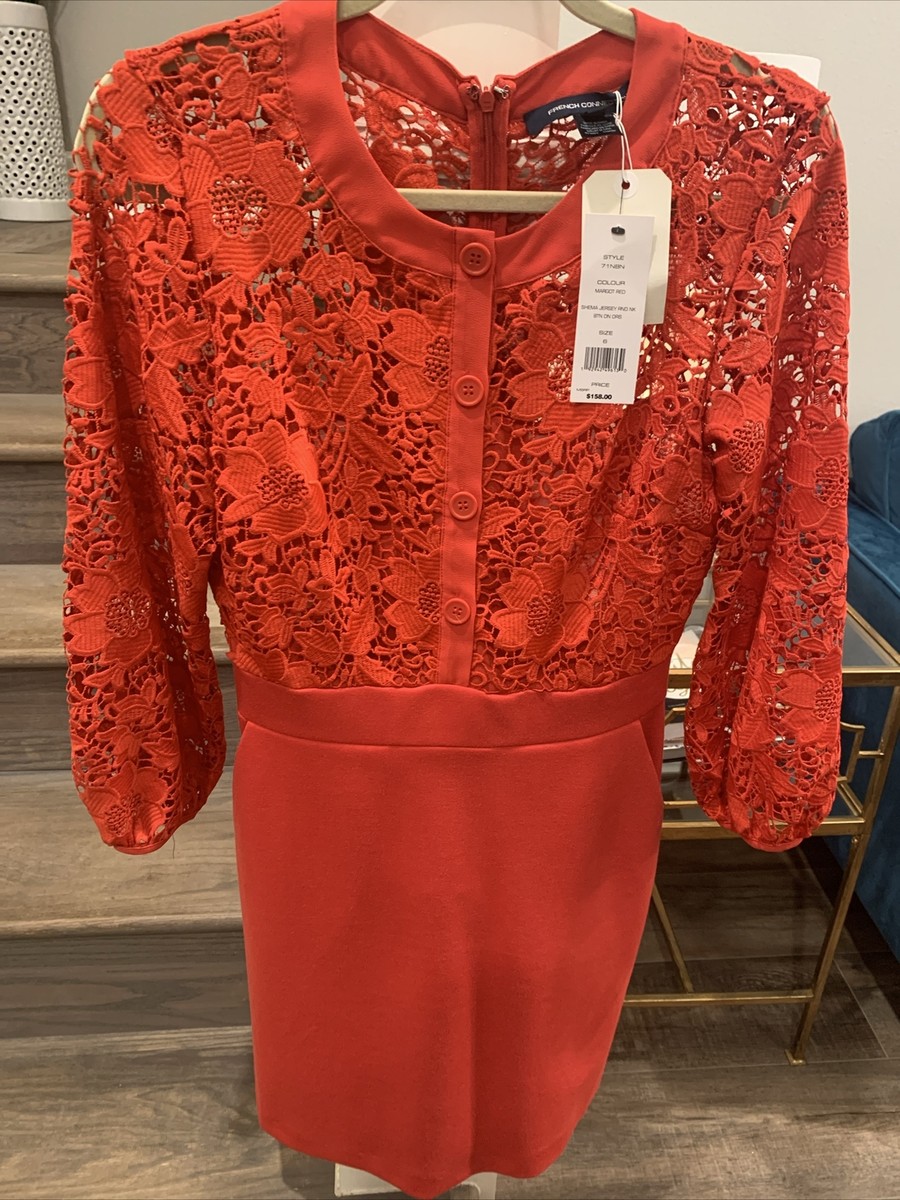 NEW W TAG - FRENCH CONNECTION Shema Lace Button Dress LONG SLEEVE 