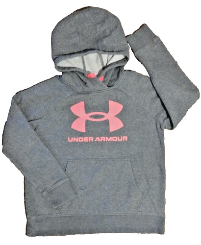 Under Armour Youth Hoodie With Front Pockets Pink Logo Size XS - Picture 3 of 7