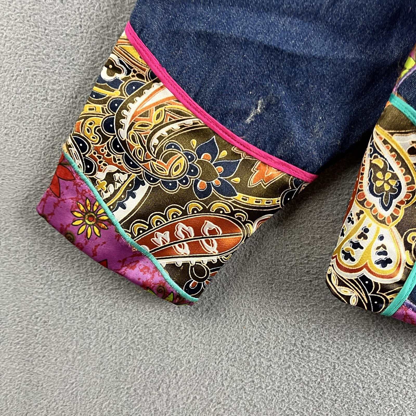 Cold water Creek Jacket Small Patchwork Denim Art… - image 2