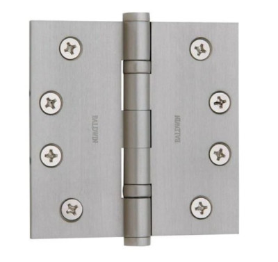 Baldwin 10411501 4  Square Ball Bearing Hinge in Satin Nickel