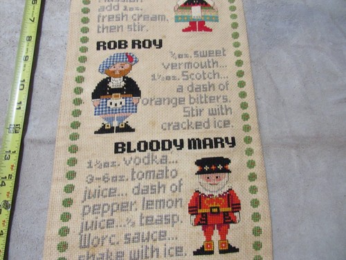 Bar Art Decor Vintage Drink Recipe cross stitch tapestry Hanging - Picture 3 of 11