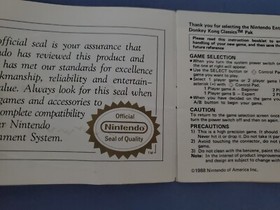 Donkey Kong Instruction Booklet Nes Nintendo Video Game Authentic 