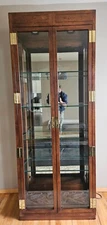 Henredon Scene One Campaign Curio Cabinet Bookcase Display Hutch China Cabinet C