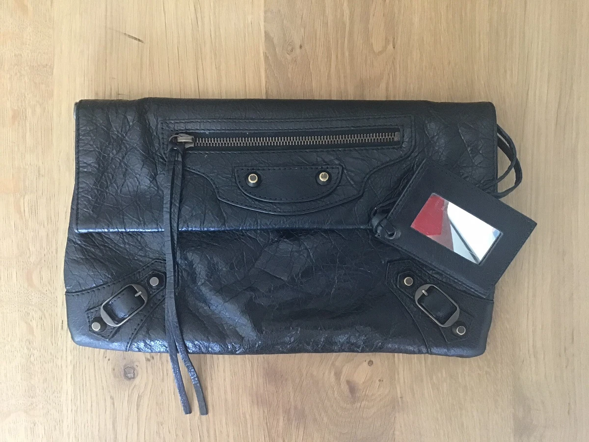 Balenciaga Motocross Classic Envelope Black Clutch 2 way Shoulder Crossbody Bag