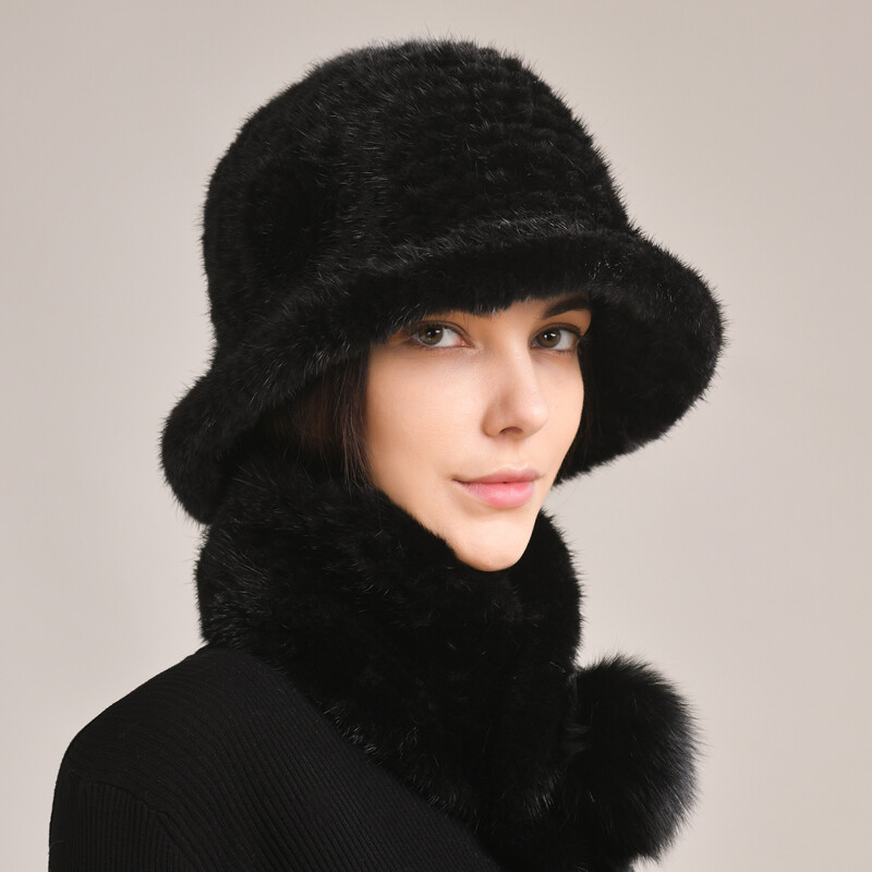 Real mink fur black hat SH444.jpg main image 2