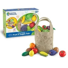 Learning Resources Fresh Picked Fruit And Veggie Tote, 17 Piece, Age 18 months+,