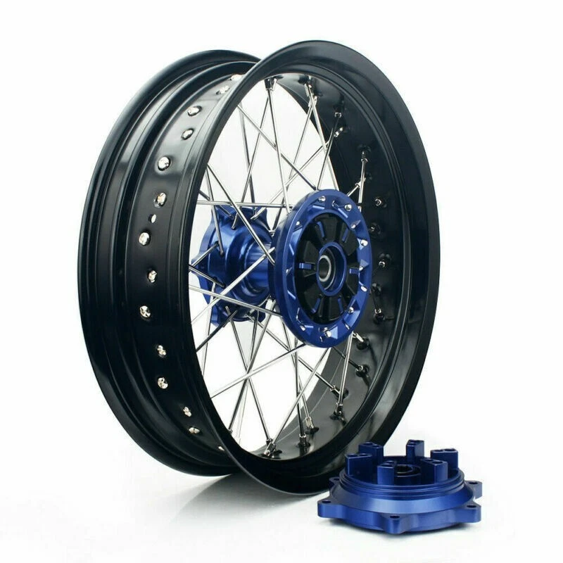 Juego de ruedas CNC Supermoto para Suzuki DRZ400 17" Cush Drive 2000/2024 bujes azules Foto 3 de 4