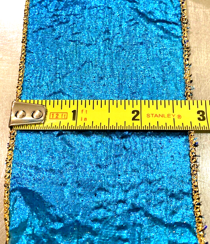 Metallic Ribbon Wired Double Sided Brocade Jacquard MCM 9.5 YDS x 2.75" USA VTG - Picture 11 of 14