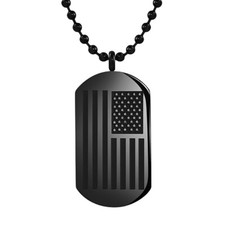 Mens Stainless Steel National Flag Dog Tag Pendant with Ball Chain