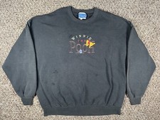 Vintage Winnie The Pooh Embroidered Crewneck Sweatshirt Size XL Black 90s