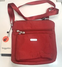 NWT BAGGALLINI Apple Red Pocket Crossbody Bag RFID BLOCKING Phone Pouch