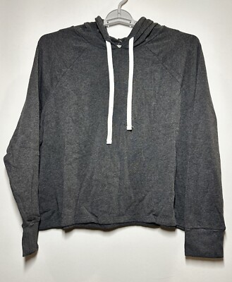Colsie- Women's Plus Size Fleece Hooded Lounge Sweatshirt Heather Gray 1X 