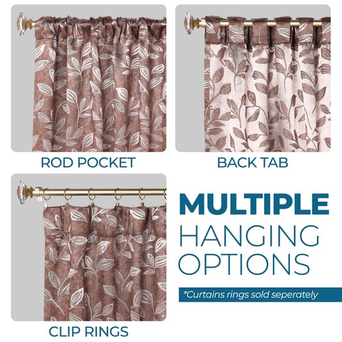Leaves Washable Room Darkening 52" Back Tabs Blackout Curtains, Set of 2 - Picture 46 of 156