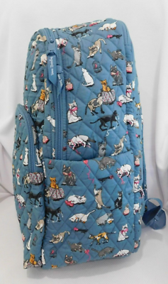 Vera Bradley Blue Quilted Backpack with Multicolor Cat Print Vera Bradley Cat Blue Bags & Handbags for Women for sale | eBay main image 2