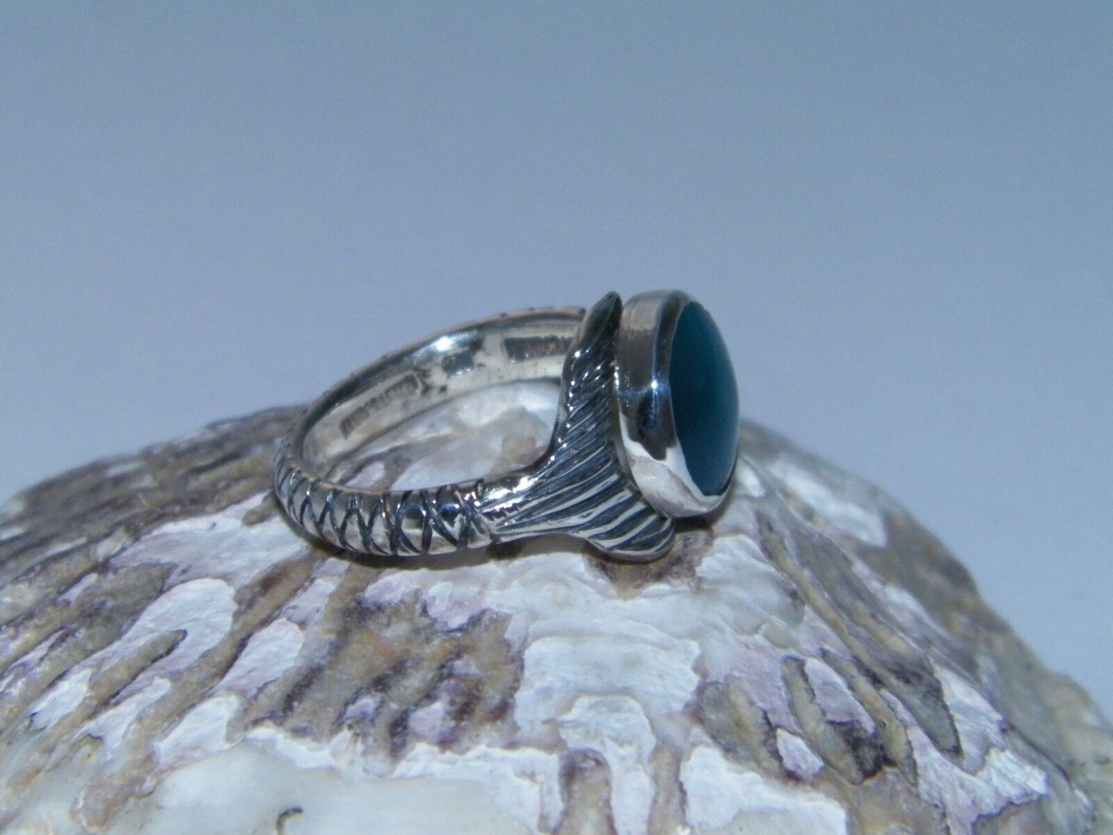 Hand Made H2O Just Add Water Mermaid Tail Ring Dark Blue Cabochon 10mm  925Silver