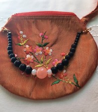 Haori Himo 18cm Rose Quartz And Sparkly Beads With Hooks