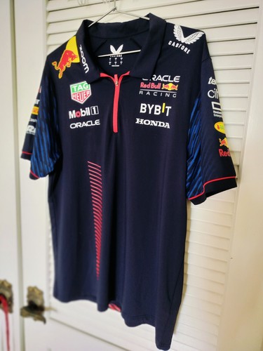 Castore Oracle Red Bull F1 Racing Polo Size Large Black Tag Heuer Formula 1 - Picture 1 of 10