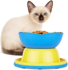 Elevated Slow Feeder Bowl – Raised Puzzle Feeder for Cats & Small Dogs – Non-Tox