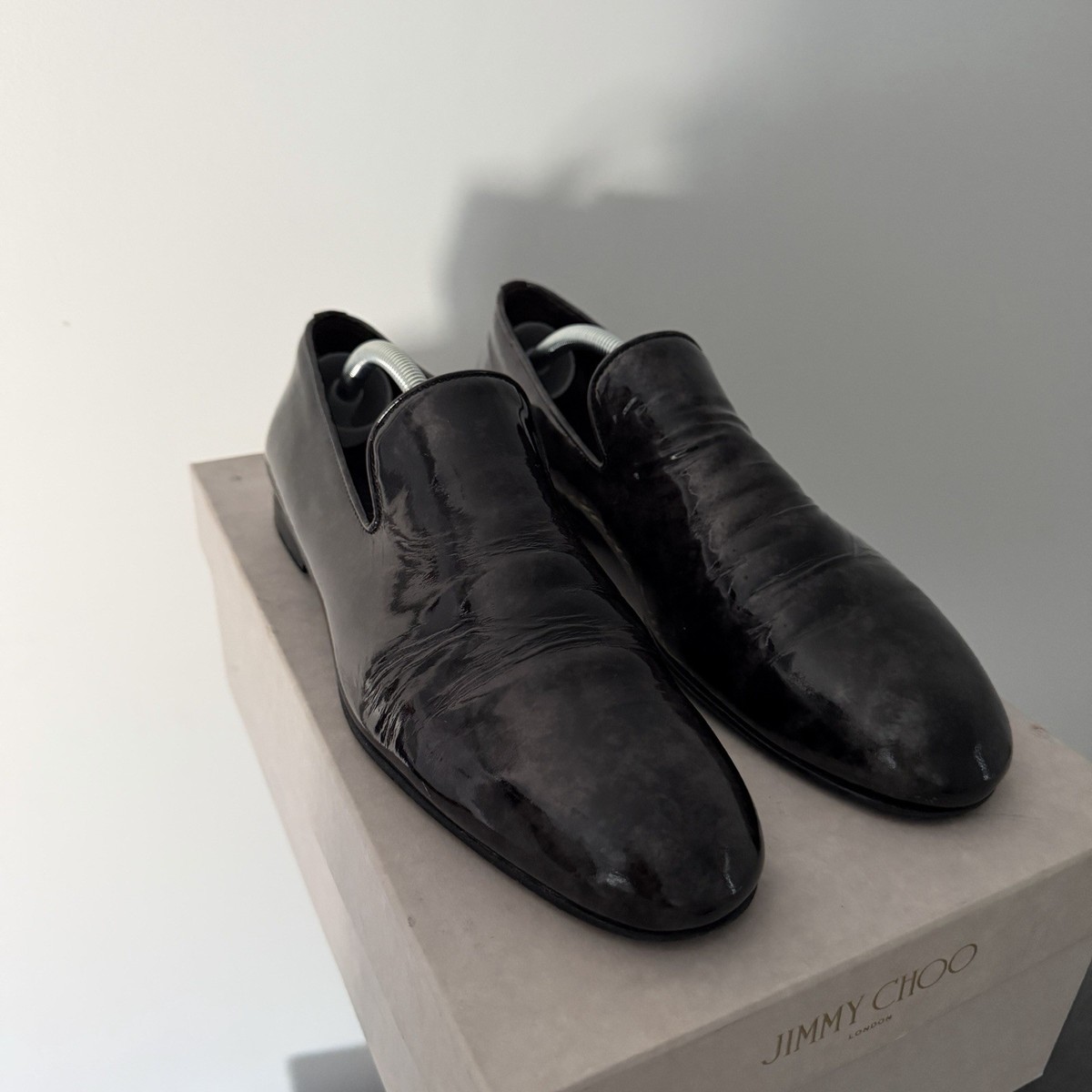 Jimmy Choo Men's US 9 Black Patent Leather Marble effect Slip-On Dress Loafer View 3