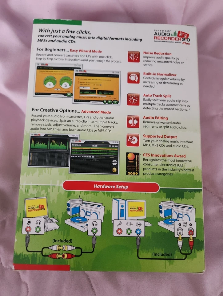 Honestech Audio Recorder 2.0 Plus Convert From Cassettes and LP's to CD **New** - Image 2 of 4
