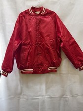Vintage Auburn Sportswear Satin Bomber Jacket Red Blank Varsity Made in USA Rare