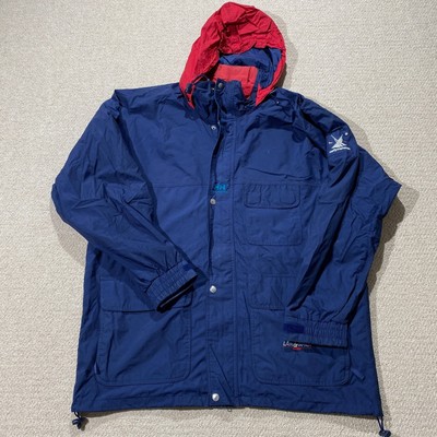 Vintage Helly Hansen Segeljacke Herren XL Navy Shell Regenmantel Twin Sails