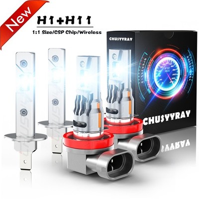 4x For Hyundai Elantra 2012 2013 LED Headlight H1+H11 Bulbs Hi/Lo Beam Kit 6000K