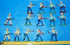 VTG TOY COWBOYS, HAND-PAINTED PLASTIC FIGURINES, FINELY DETAILED, HK, MARX 