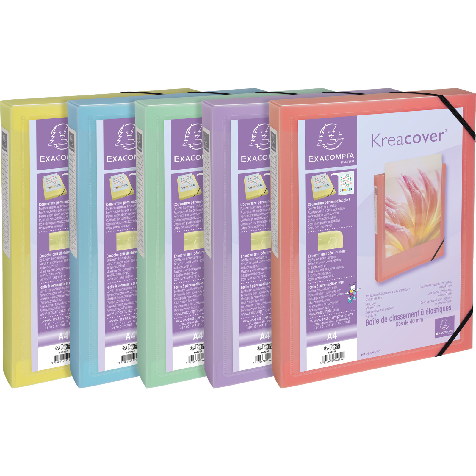 Boite de classement plastique A4 Exacompta 59279E pour rangement et archivage de dossier